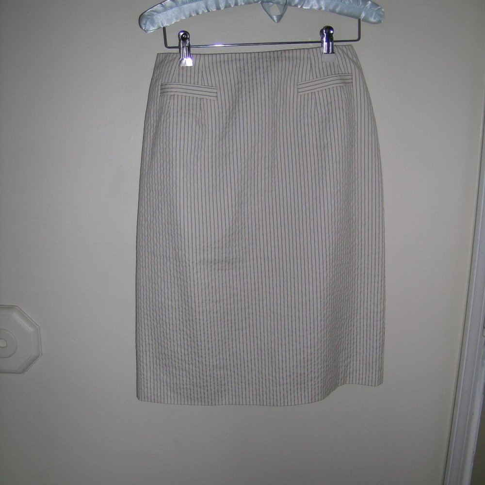Talbots Striped Black Cream Gold  Pencil Skirt